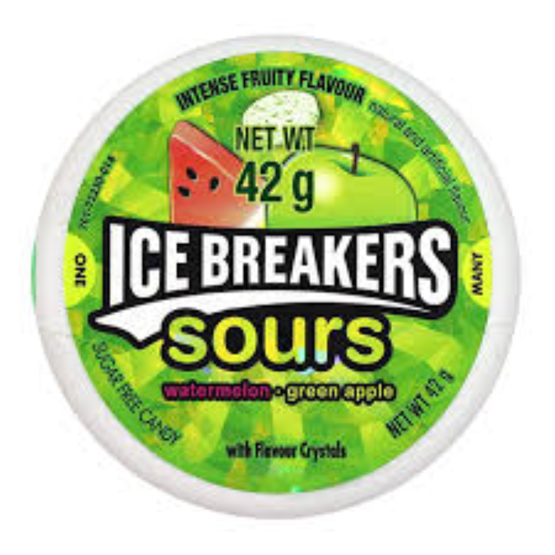 ICE BREAKERS SOURS GREEN APPLE WATERMELON 42G